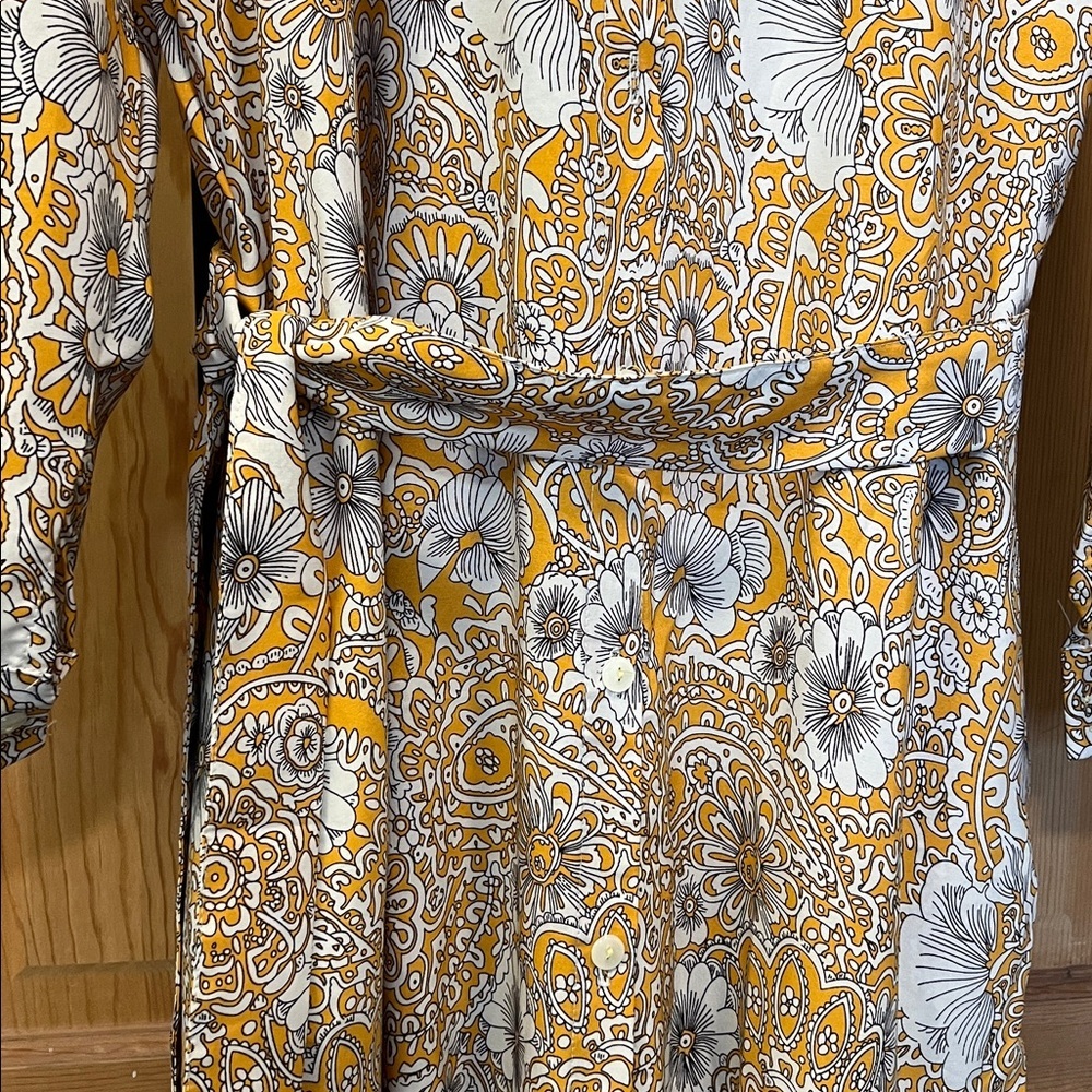 Floral Yellow Paisley Maxi Puff Sleeves Farm Dress Sz - Picture 7 of 10